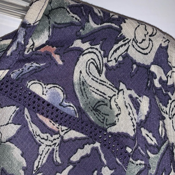 Lucky Brand Floral Crochet Insert Peasant Blouse - Picture 7 of 16